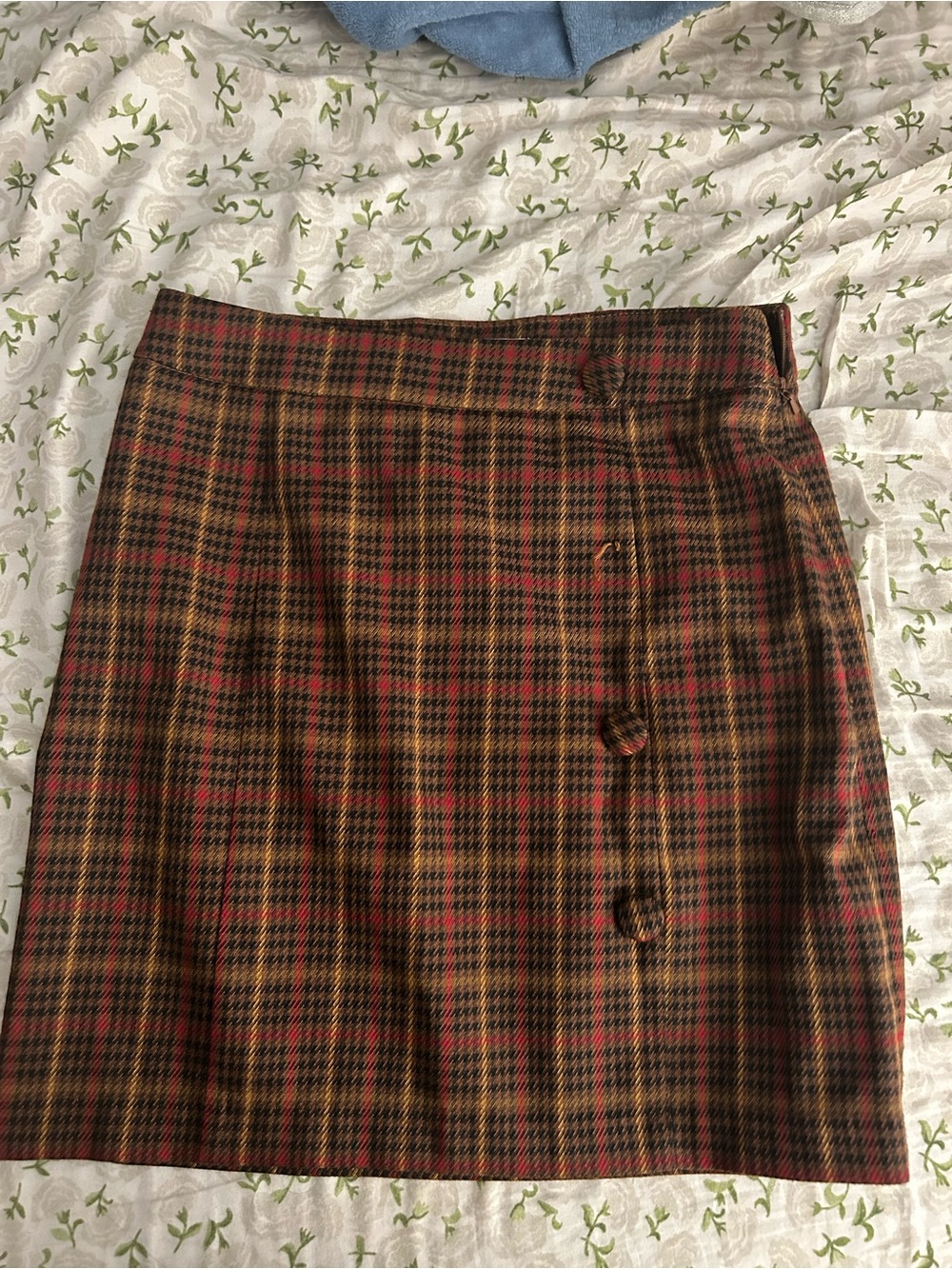 Nordstrom J.O.A. Brown and Red Plaid Mini Skirt